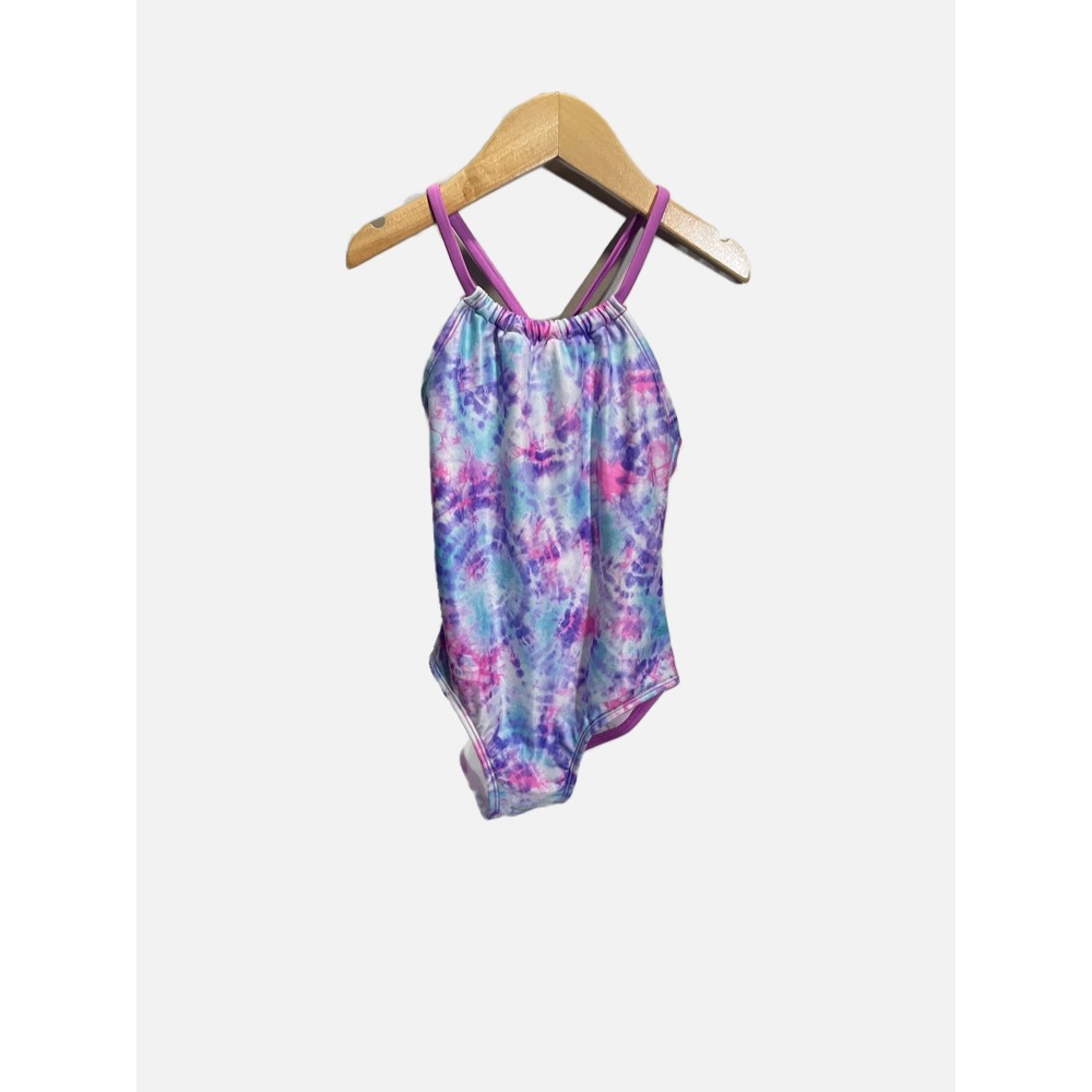 Cat & Jack Swimsuit Girls S 6/7 Purple Tie Dye One Piece Strappy Summer Beach